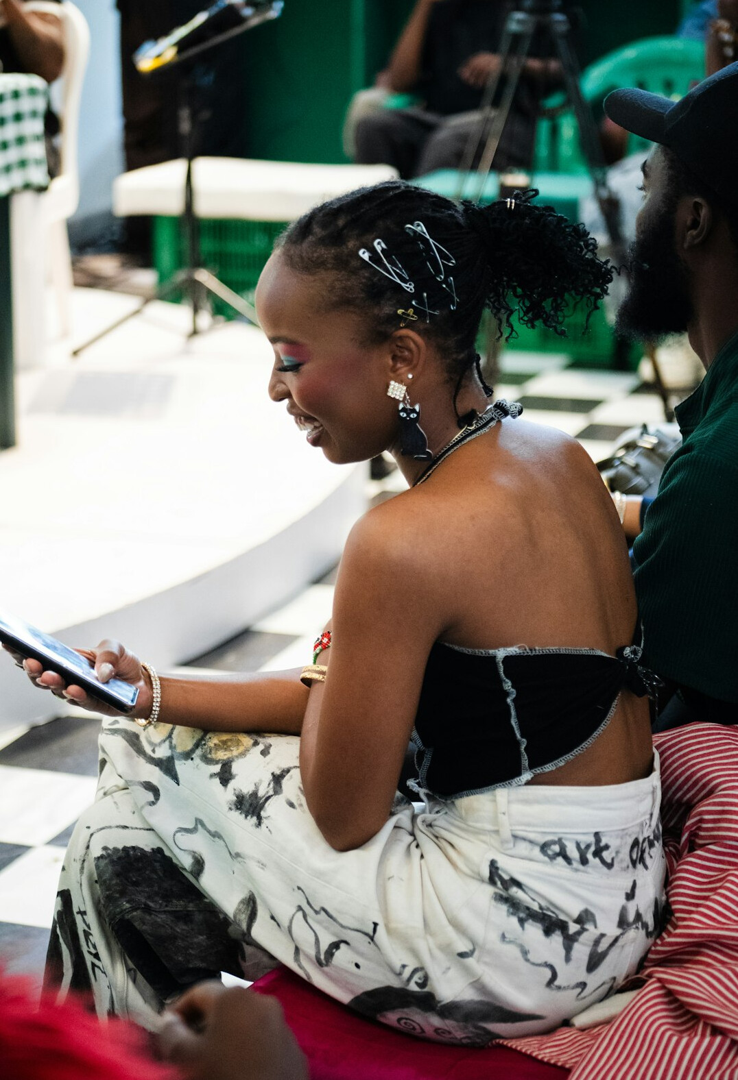 Brazilian woman actively listening and taking notes