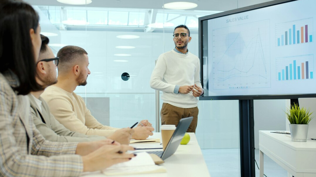 man giving presentation