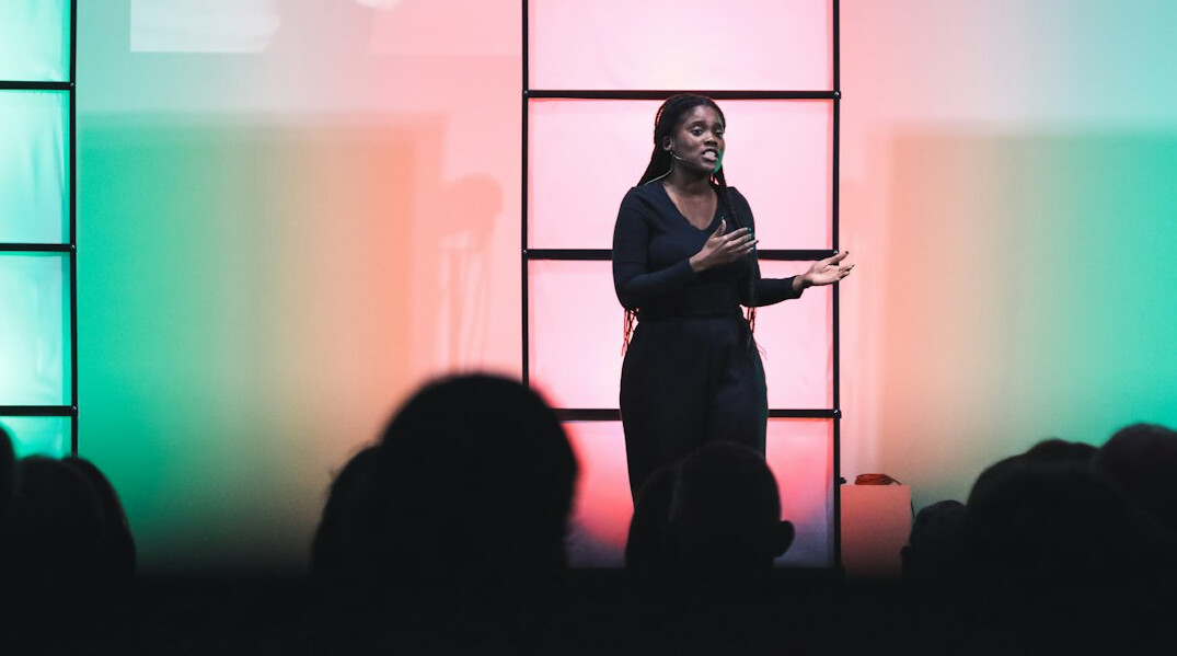 confident woman speaking